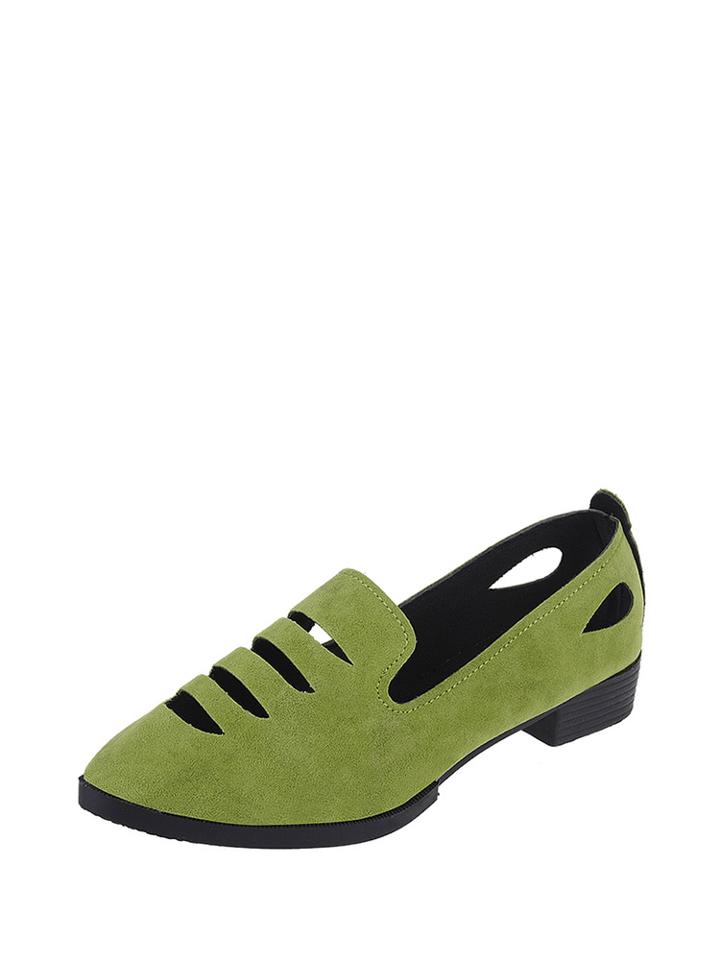 Romwe Cut Out Design Suede Flats