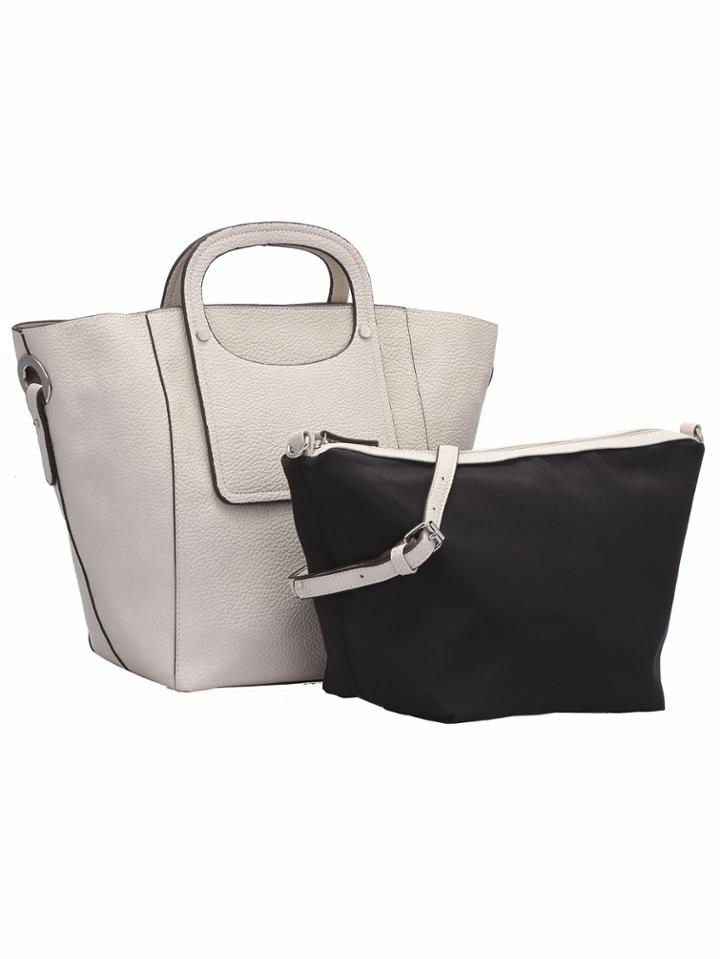 Romwe Beige Buckle Pu Shoulder Bag