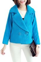 Romwe Sheer Blue Short Coat