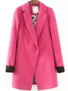 Romwe Lapel Contrast Sleeve Slim Coat