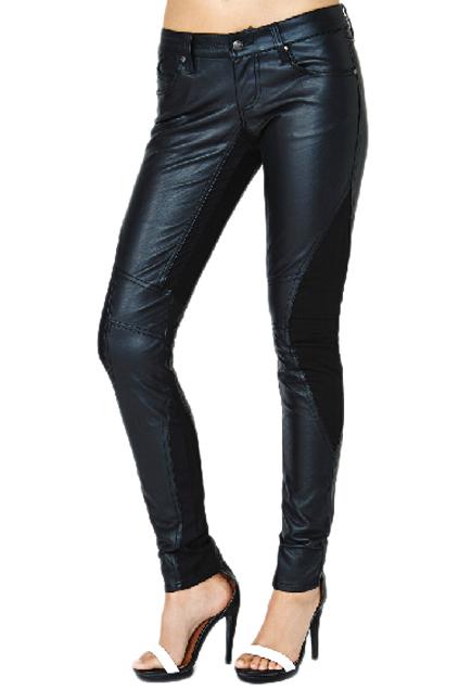 Romwe Romwe Panel Pocketed Sheer Black Pu Pants