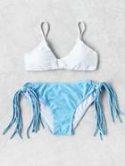Romwe Strappy Tie Side Mixed And Match Bikini Set
