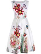 Romwe Flower Butterfly Print A-line Dress