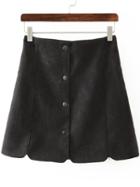 Romwe Black Buttons Scalloped Slim Skirt
