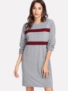 Romwe Contrast Panel Heathered Dress