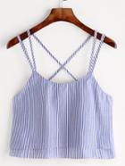 Romwe Striped Strappy Crisscross Layered Cami Top