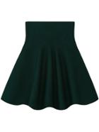 Romwe High Waist Flare Dark Green Skirt