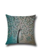Romwe Tree Graphic Oil Plainting Modern Linen Cushion Cover