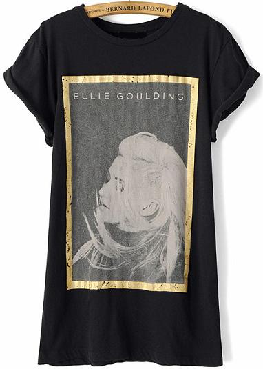 Romwe Vintage Beauty Print T-shirt