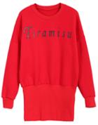 Romwe Letters Print Shift Red Sweatshirt