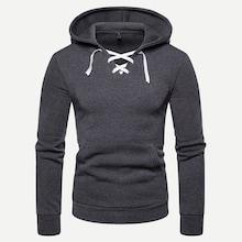 Romwe Guys Lace Up Hooded Sweatshirt
