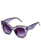 Romwe Purple Clear Frame Gold Trim Cat Eye Sunglasses