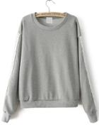 Romwe Contrast Lace Grey Sweatshirt
