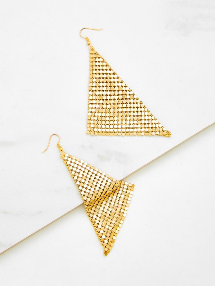 Romwe Metal Triangle Design Drop Earrings