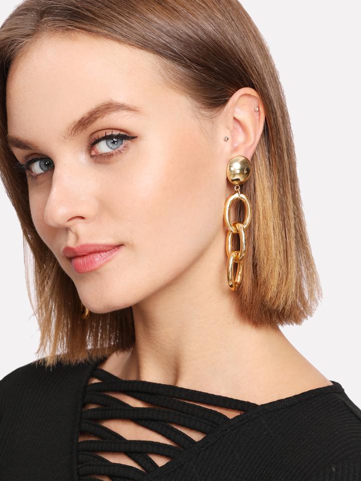 Romwe Three Ring Design Drop Earrings