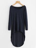 Romwe Dip Hem Marled T-shirt