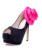 Romwe Black Rose Embellished High Heel Shoes