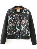 Romwe 3d Print Bomber Jacket