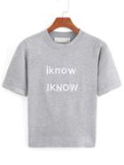 Romwe Letter Print Slim T-shirt