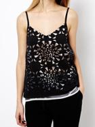 Romwe Spaghetti Strap Hollow Out Cami Top