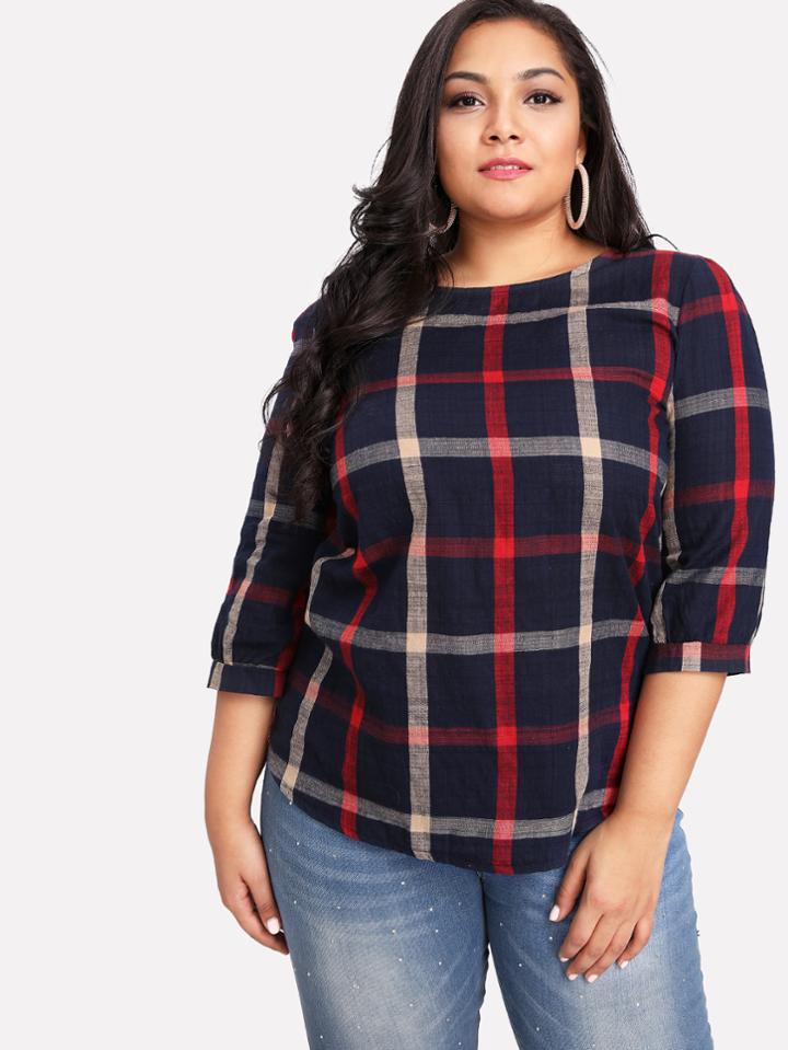 Romwe Checked Random Blouse