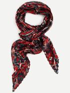 Romwe Red Ornate Print Pleated Scarf