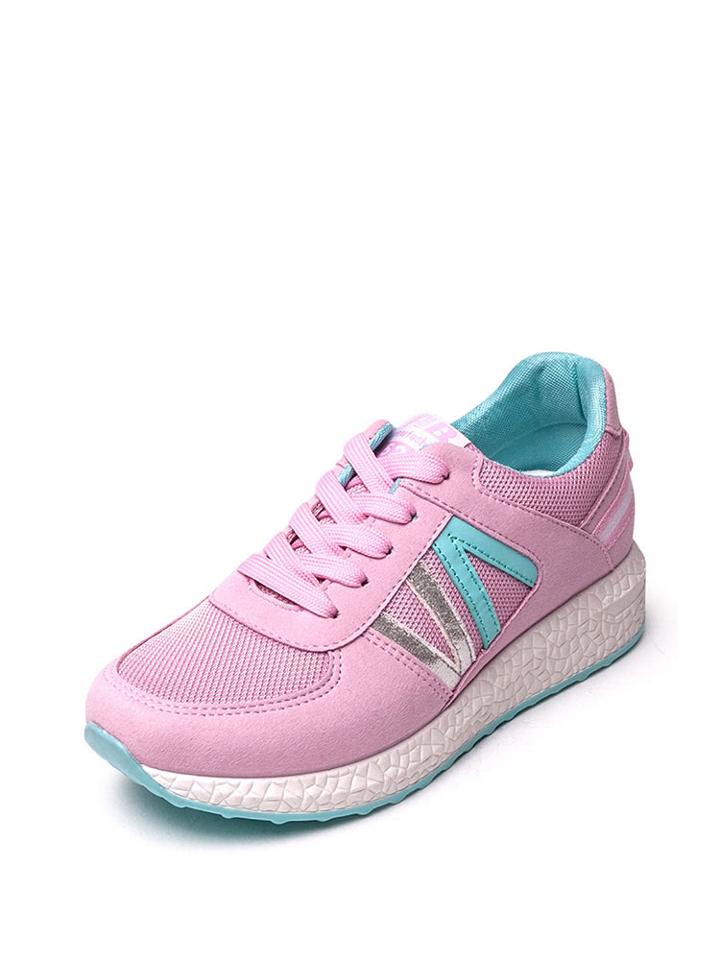 Romwe Net Surface Low Top Lace Up Sneakers