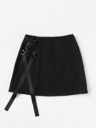 Romwe D-ring Lace Up Skirt