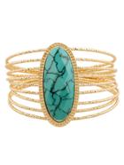 Romwe Turquoise Stone Detail Multi Layered Bracelet