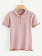 Romwe Lettuce Trim Single Breasted Tee