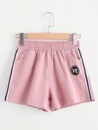 Romwe Tape Side Shorts With Badge