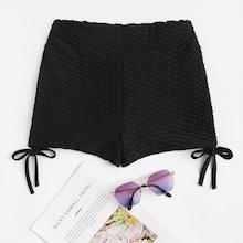 Romwe Drawstring Hem Solid Shorts