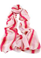 Romwe Red White Striped Scarves