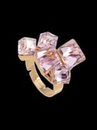 Romwe Pink Crystal  Geometric Finger Ring