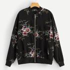 Romwe Plus Floral Print Zip-up Jacket
