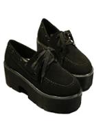 Romwe Black Lace Up Heavy-bottomed Pumps
