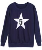 Romwe Star 5 Print Loose Sweatshirt