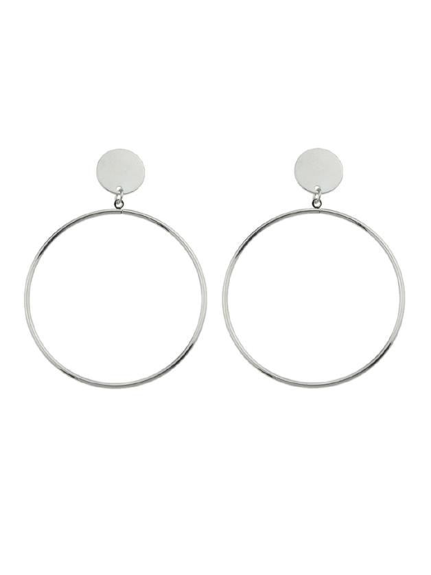 Romwe Silver Big Geometric Circle Hanging Earrings