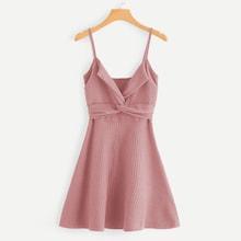 Romwe Twist Front Knit Cami Dress