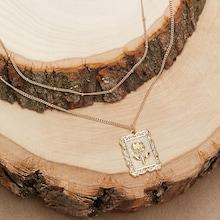 Romwe Layered Chain Rose Portrait Pendant Necklace