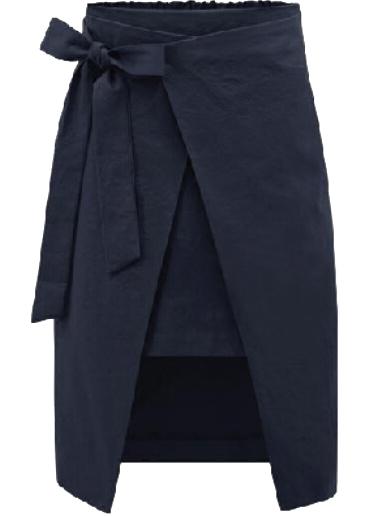 Romwe Bow Slim Split Navy Skirt