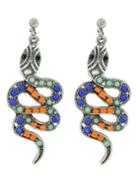 Romwe Cute Orange Stone Long Snake Shape Earrings
