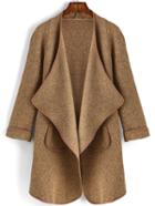 Romwe Lapel Open Front Coat With Pocket