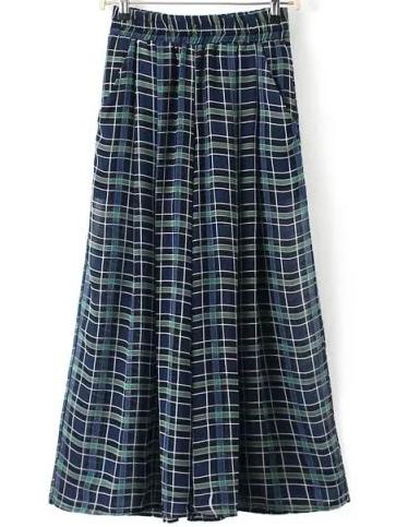 Romwe Plaid Chiffon Wide Leg Pant