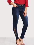 Romwe Lace Up Detail Jeans