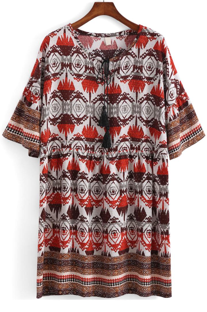 Romwe Tribal Print Shift Dress