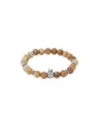 Romwe Metal Lionhead Buddha Beads Bracelet