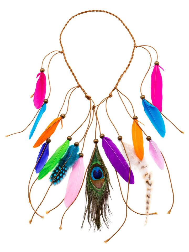 Romwe Multicolor Boho Feather Braided Beaded Hair Accessory