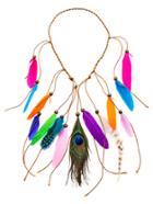 Romwe Multicolor Boho Feather Braided Beaded Hair Accessory