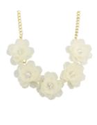 Romwe White Chunky Resin Flower Necklace